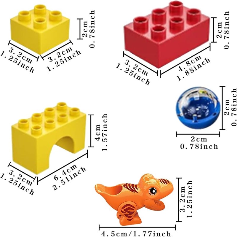 68 قطعة من مكعبات بناء مسار انزلاق الديناصور لغز المتاهة لعبة مونتيسوري التعليمية STEM هدية للأطفال من عمر 3 سنوات فما فوق - Image 2
